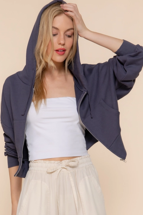 Women's Cropped Zip Up Hoodie (MOQ 30 pieces) - Image 5
