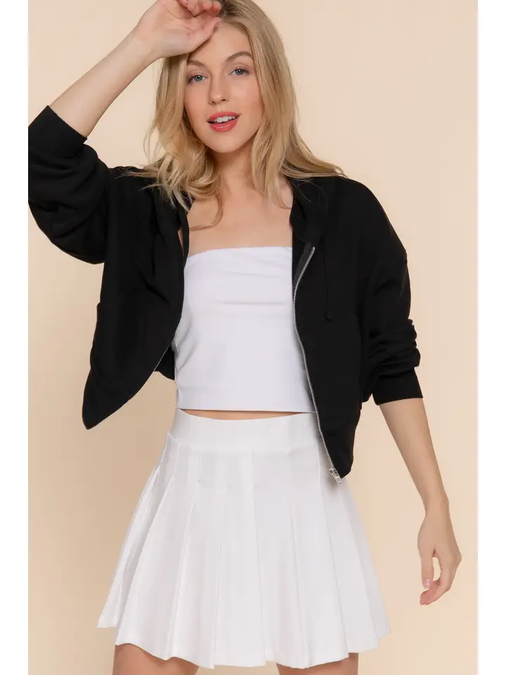 Women's Cropped Zip Up Hoodie (MOQ 30 pieces)