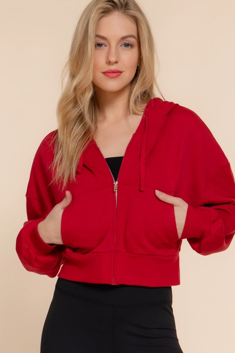 Women's Cropped Zip Up Hoodie (MOQ 30 pieces) - Image 2