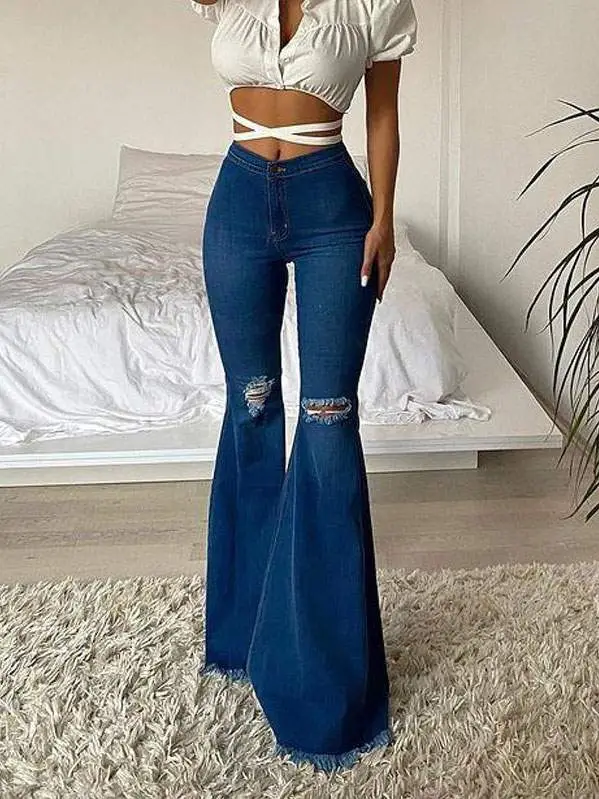 Women's Flared High-Waist Jeans (MOQ 30 pieces)